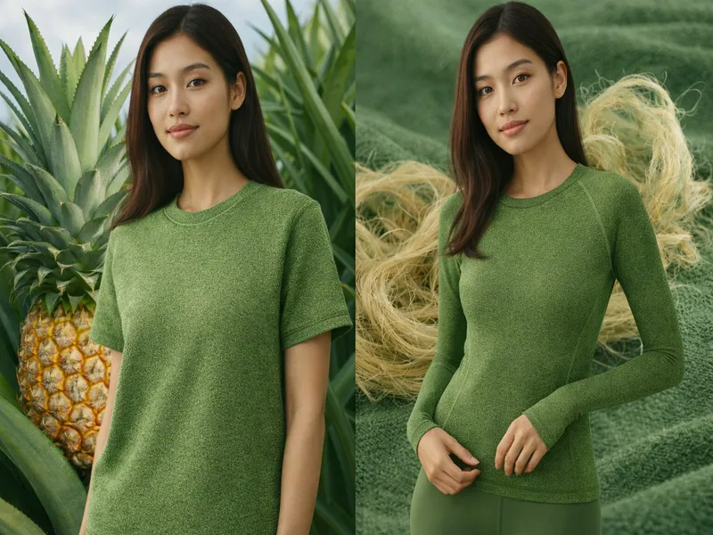 Sustainable knitwear made from pineapple leaf fiber thai son eco friendly t shirt and activewear natural breathable fabric